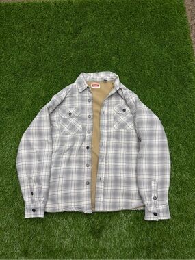 Wrangler Gray Plaid Sherpa-Lined Shirt Jacket